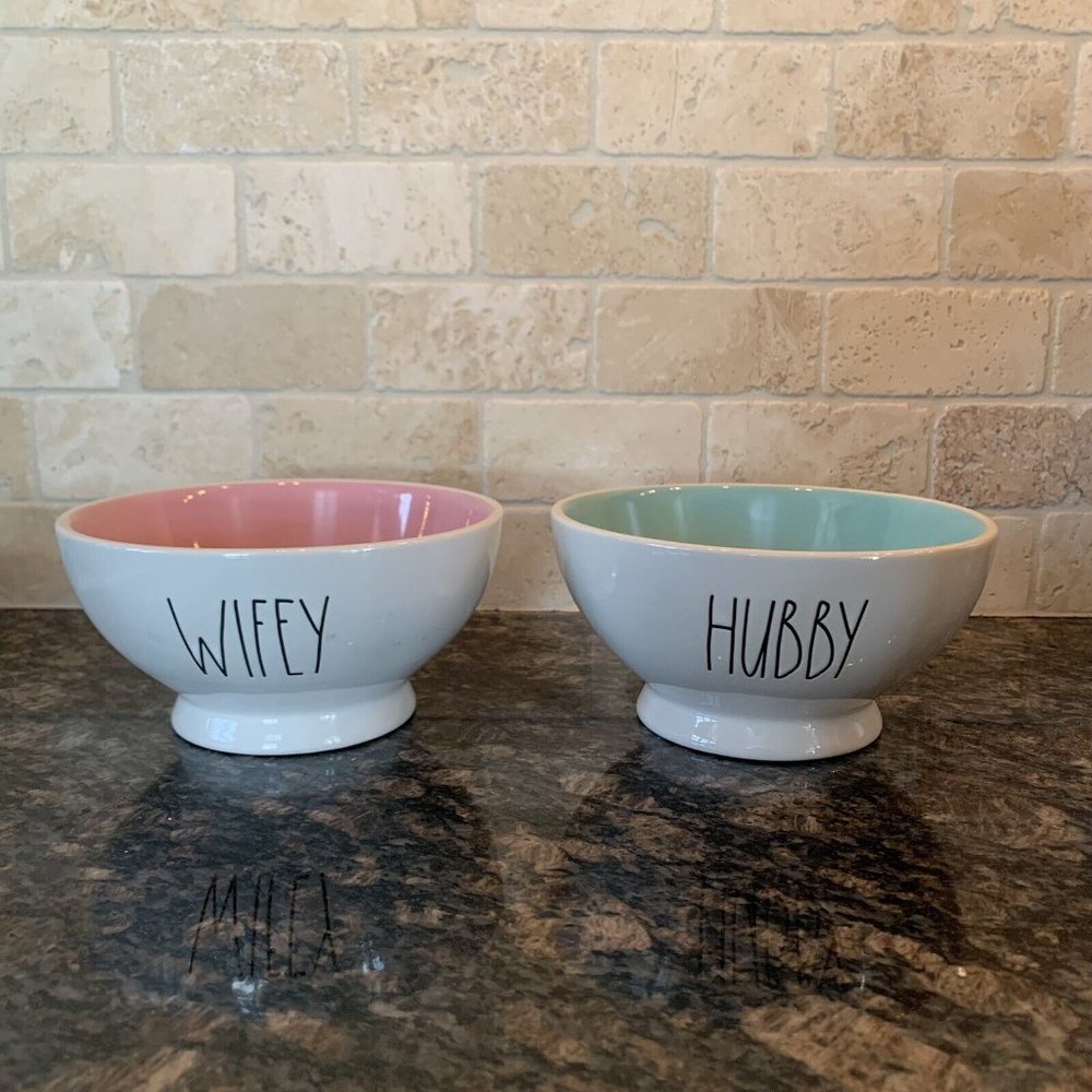 rae dunn hubby & wifey ceramic ice cream bowls 💞